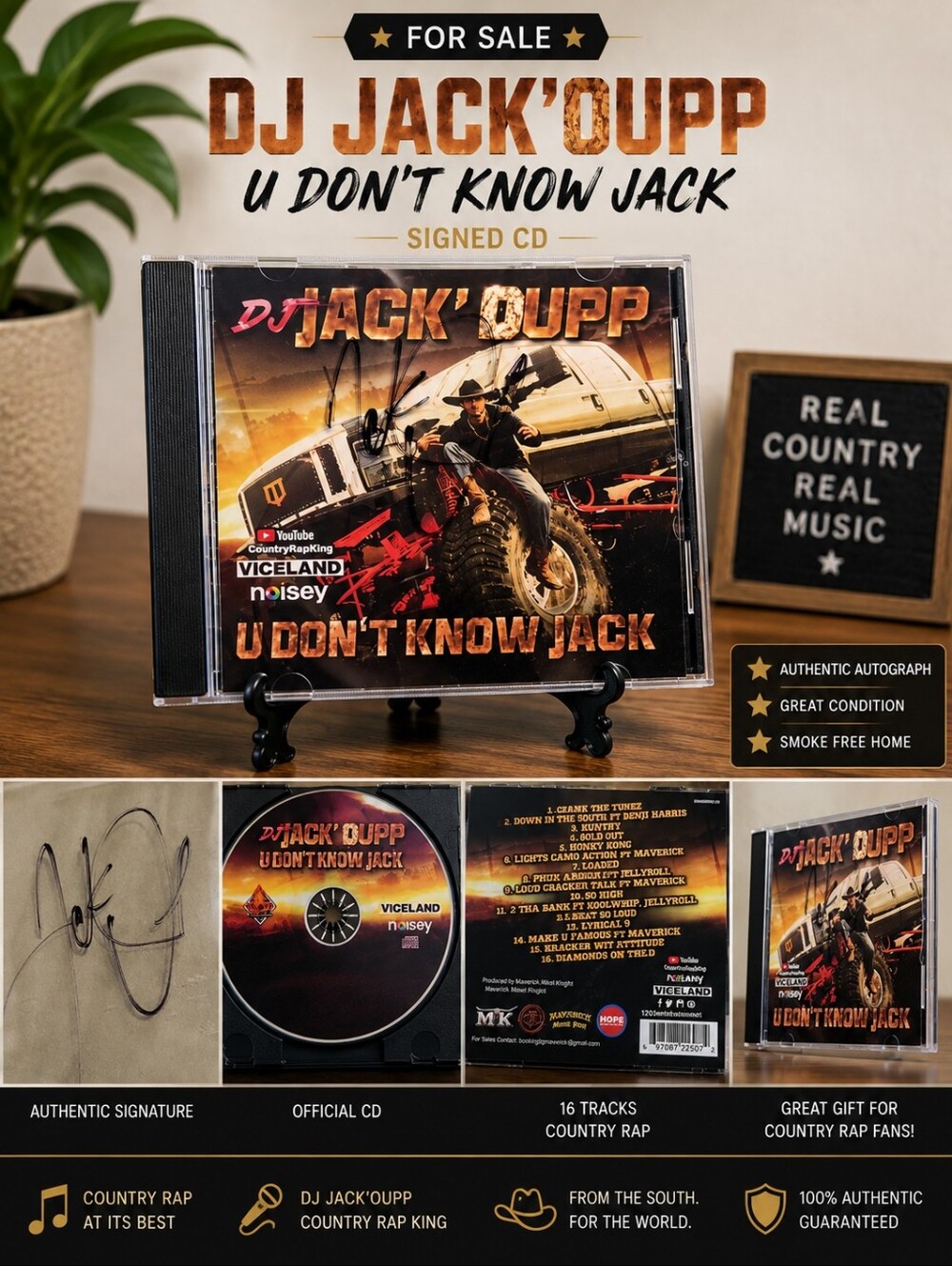 Signed DJ Jack'OuPP "U Don't Know Jack" CD Autographed‎ Country Rap Collectible